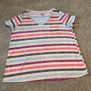 Lane Bryant Size 18/20 Vneck Striped Tshirt with Pocket